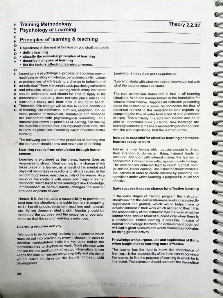 Principal of Learning and Teaching Notes | PDF
