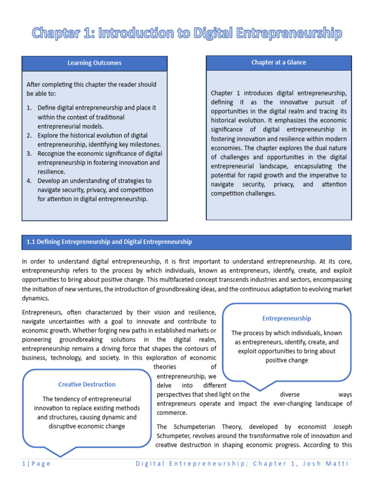 Chapter 1 Introduction To Digital Entrepreneurship | PDF ...