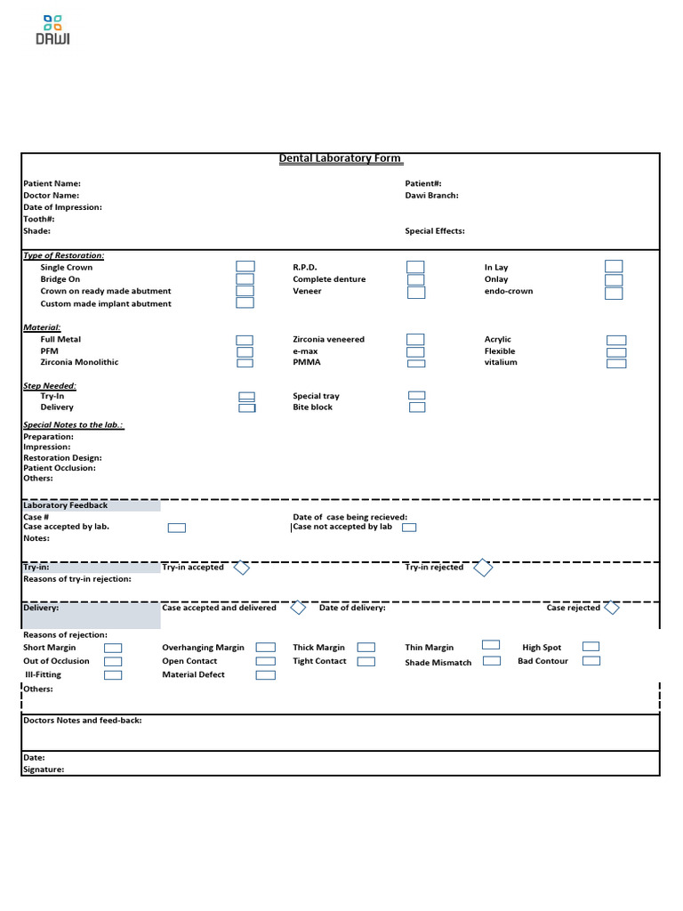 Dental Lab Form V1 23 March 2021 | PDF