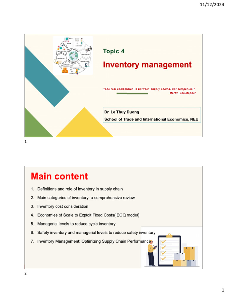 (LMS) Topic 4 - Inventory Management (Students) | PDF