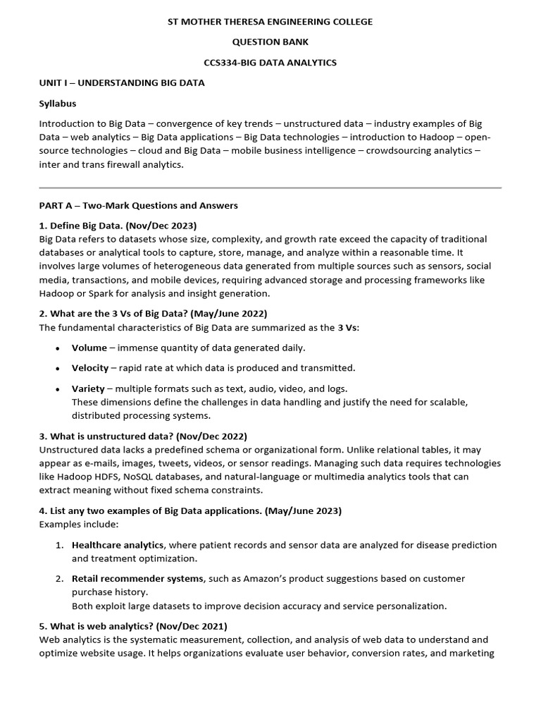 Big Data Analytics Overview and Insights | PDF | Apache Hadoop | Map Reduce