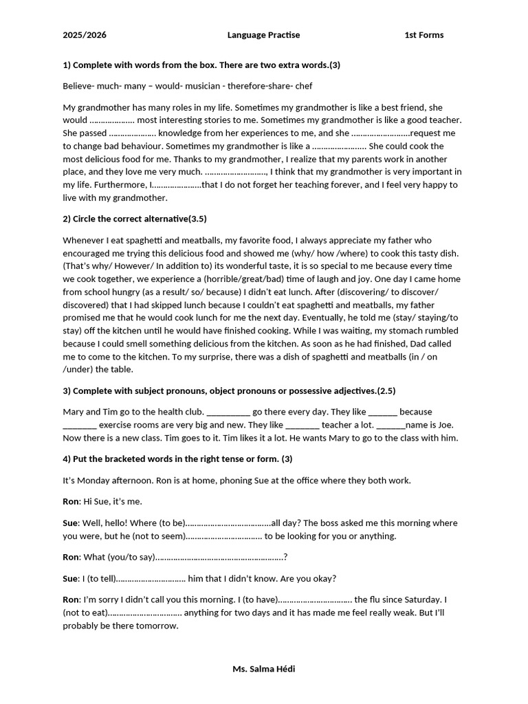 Midterm Test 1 Review - 1st Forms | PDF