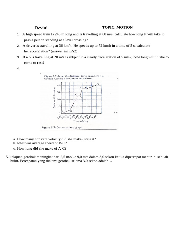 Reviu!: Topic: Motion | PDF