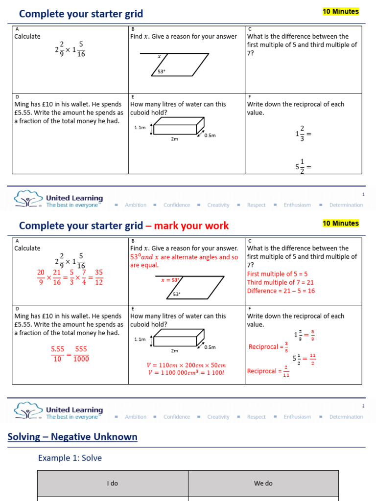 Lesson 4 - Negative Unknown | PDF | Mathematics | Arithmetic