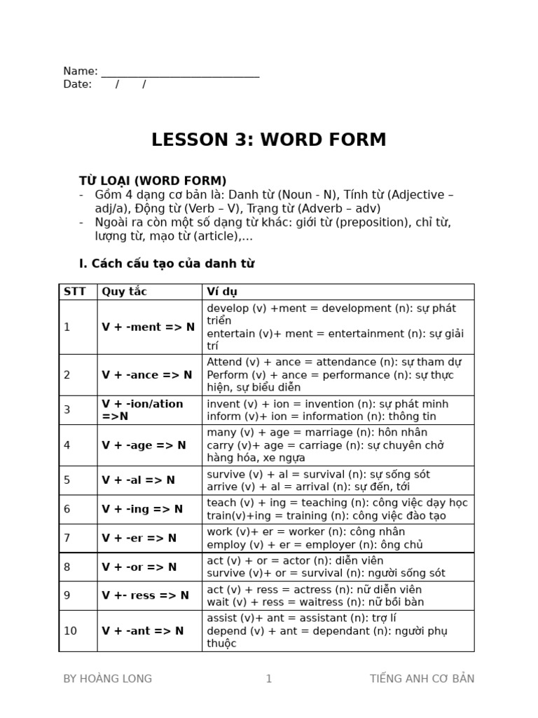 Lesson 3 Word Form | PDF