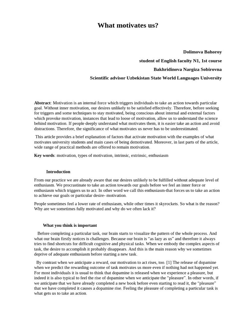Understanding Motivation in Students | PDF | Motivational | Motivation