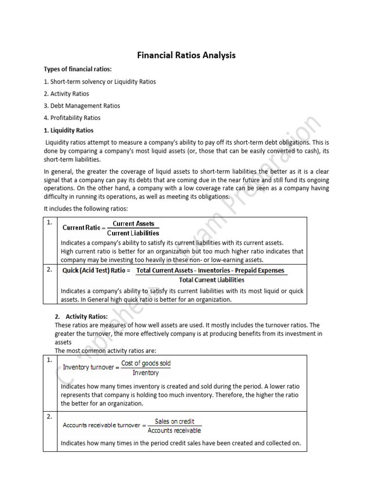 Financial Ratios Analysis Guide | PDF | Debt | Market Liquidity