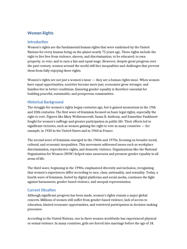 Women Rights | PDF | Gender Studies | Discrimination & Race Relations