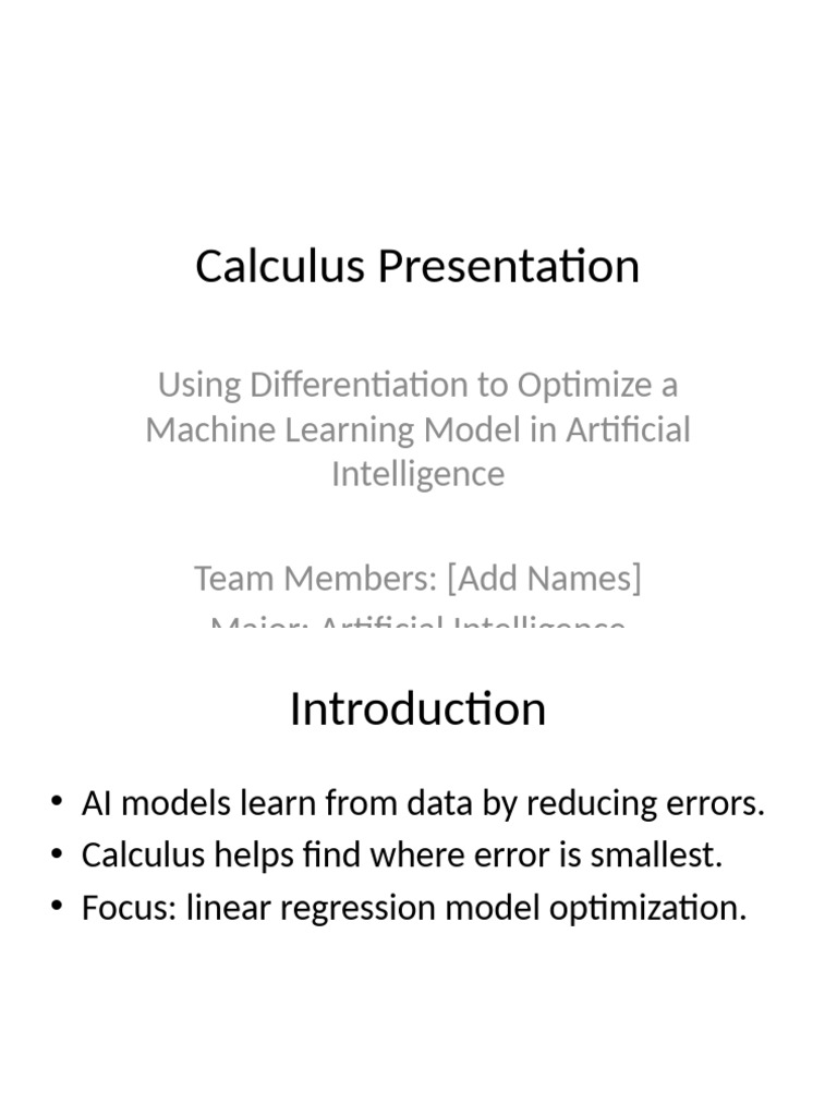 Optimizing AI with Calculus Techniques | PDF