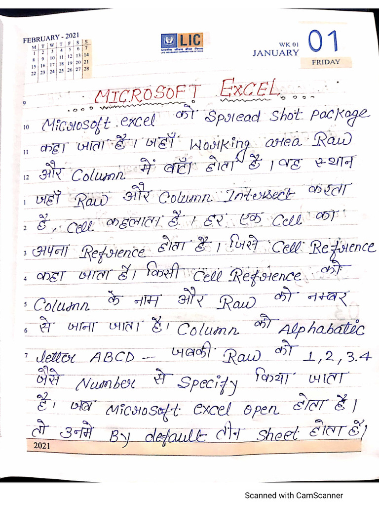 Excel Notes 1 | PDF