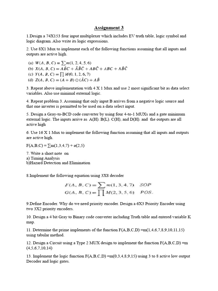 Multiplexer and Encoder Design Assignment | PDF