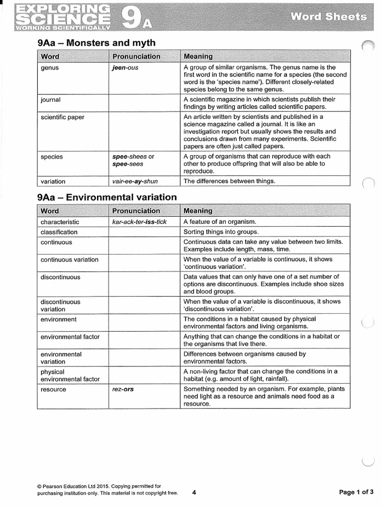 9A - Word Sheets | PDF