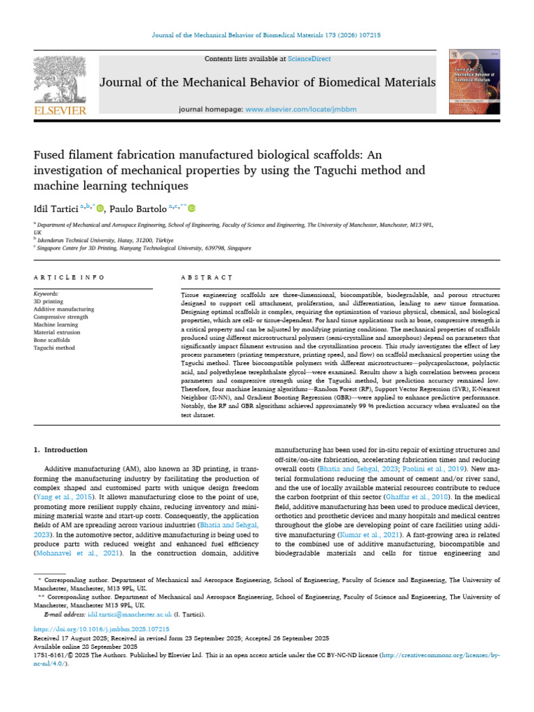 Mechanical Properties of 3D Printed Scaffolds | PDF | Tissue ...