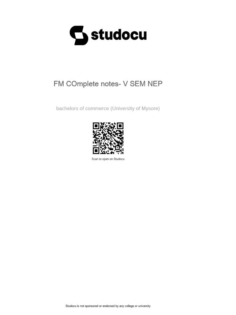 Financial Management Notes | PDF | Capital Structure | Equity (Finance)