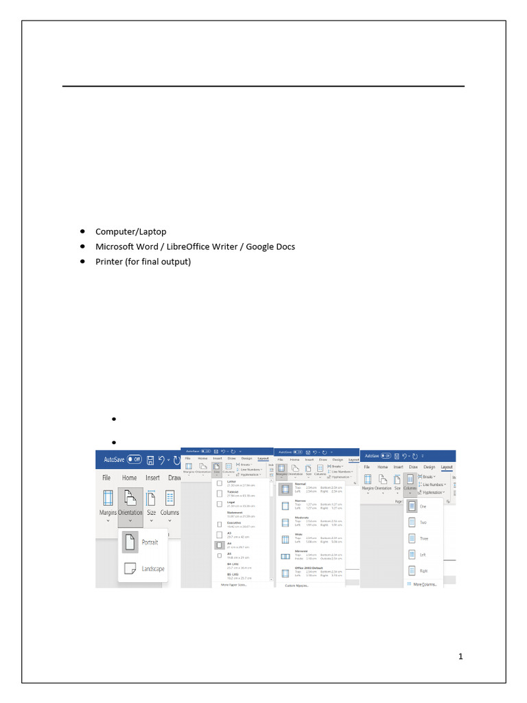 Document Layout and Printing Guide | PDF | Page Layout | Microsoft Word