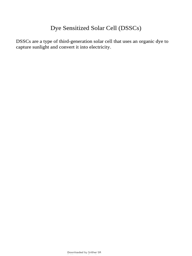 Dye Sensitized Solar Cell | PDF | Solar Cell | Energy Harvesting
