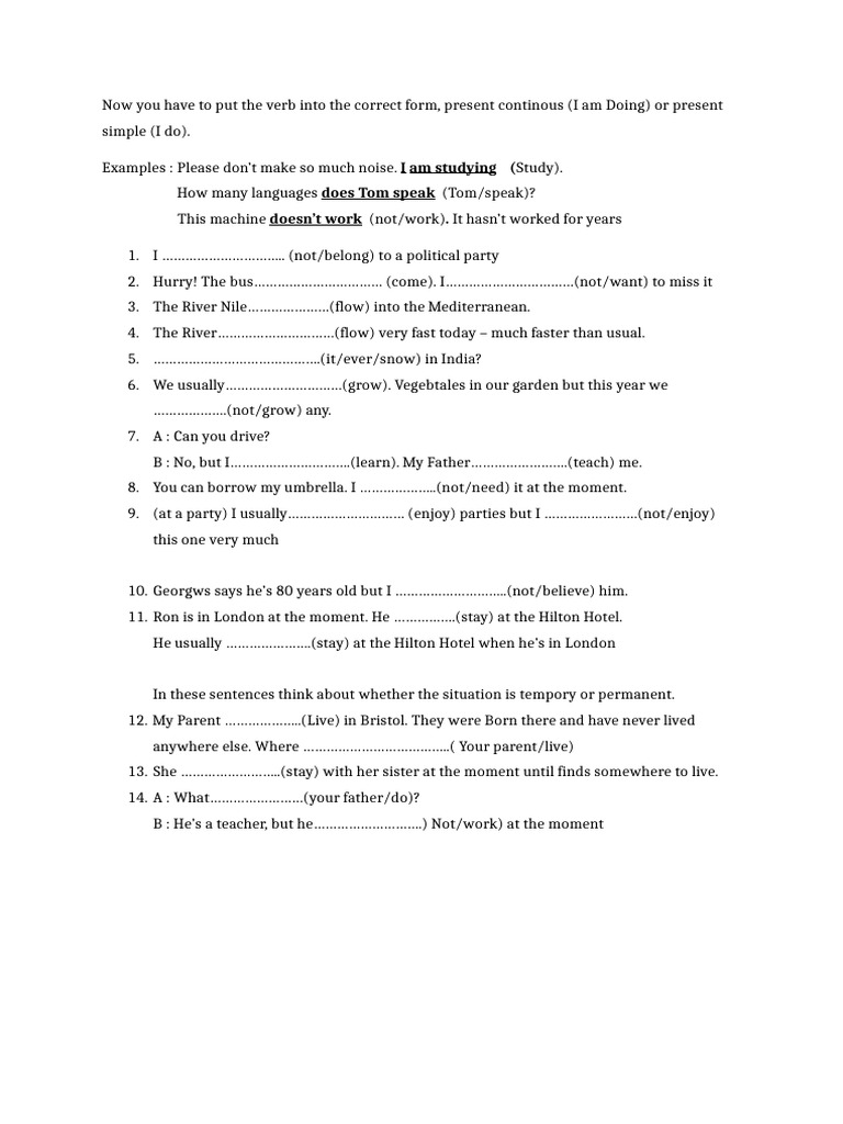 Now You Have to Put the Verb Into the Correct Form | PDF