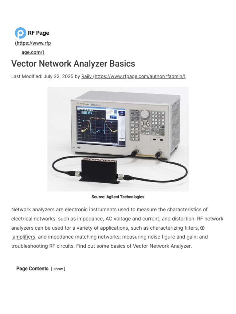 Vector Network Analyzer Basics - RF Page | PDF | Electrical Impedance ...