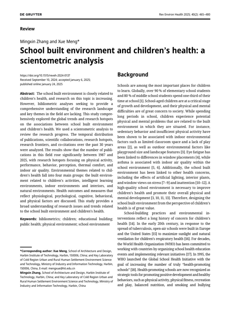 School Environment Impact on Child Health | PDF | Psychology | Attention