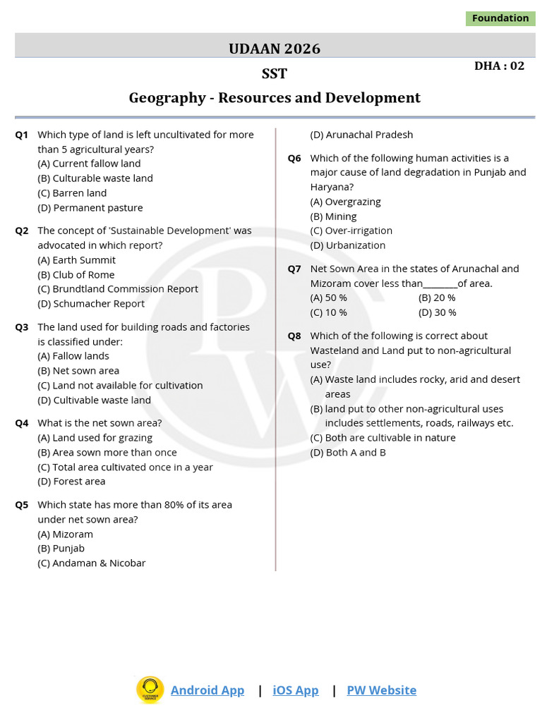 Geography - Resources and Development - DHA 02 | PDF | Agriculture ...
