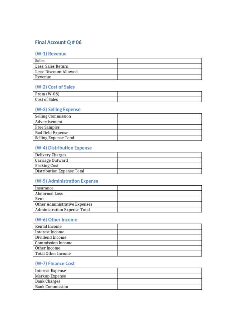 Final Account Q6 Template | PDF