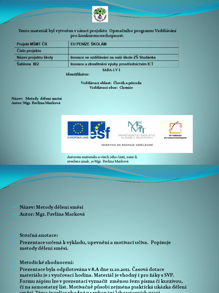 Metody Deleni Smesi 8.r | PDF