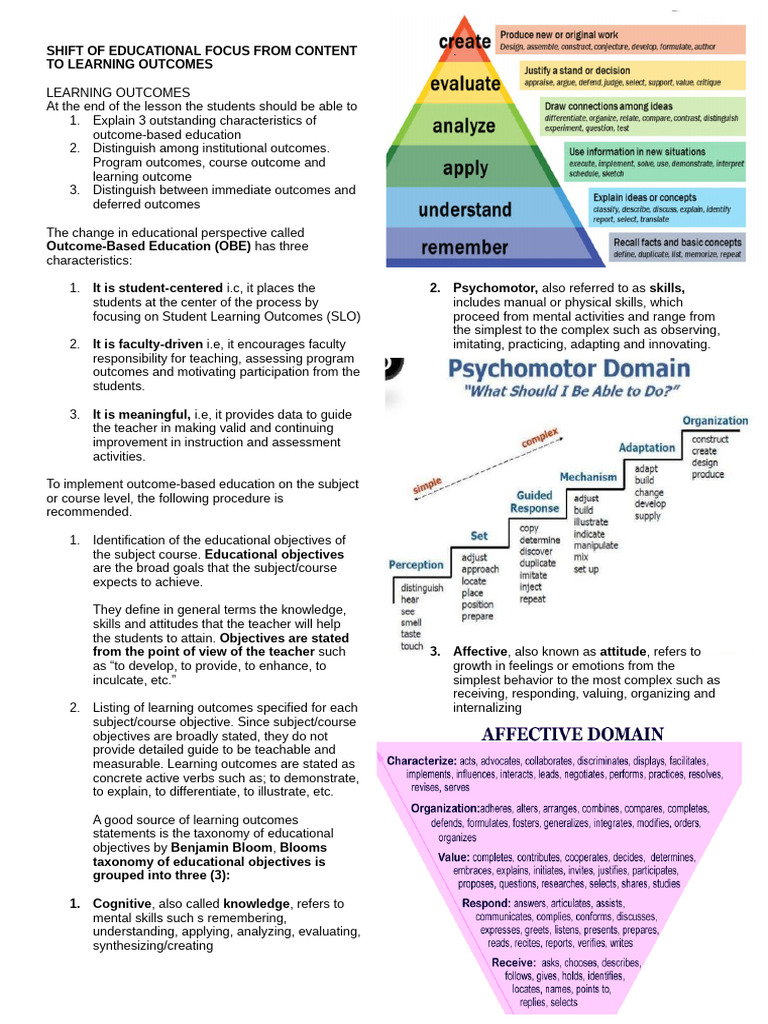 Shift of Educational Focus From Content To Learning Outcomes | PDF ...