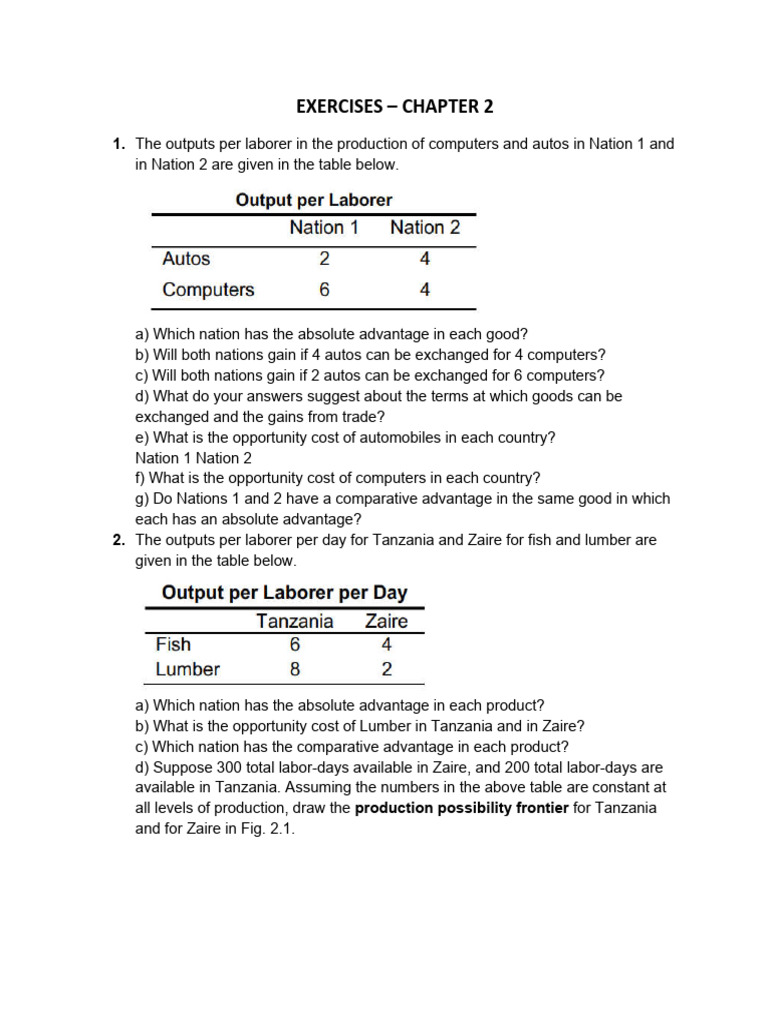 Comparative Advantage and Trade Analysis | PDF