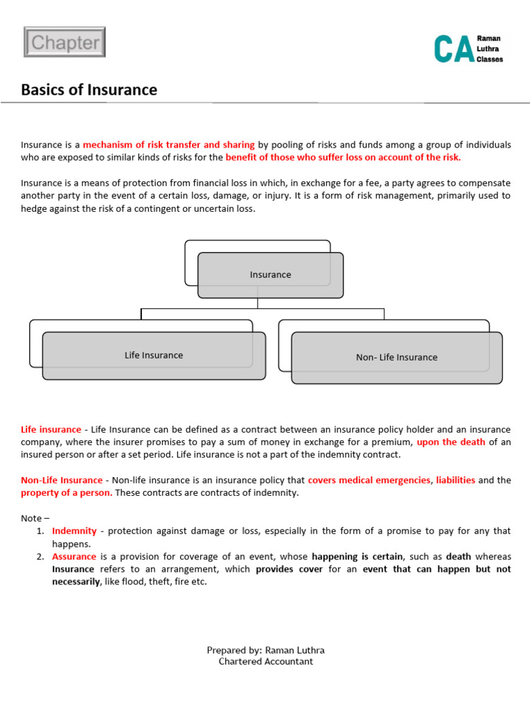 Overview of Insurance Basics | PDF | Insurance | Life Insurance