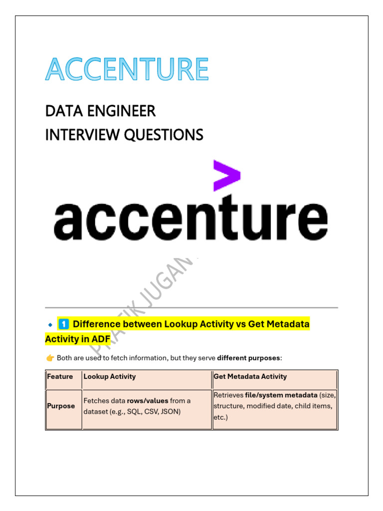 Accenture Data Engineer Interview Guide | PDF | Computer File | Metadata