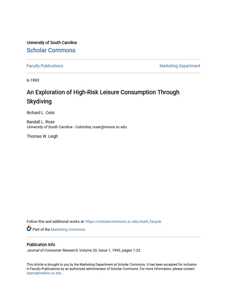 An Exploration of High-Risk Leisure Consumption Through Skydiving | PDF ...