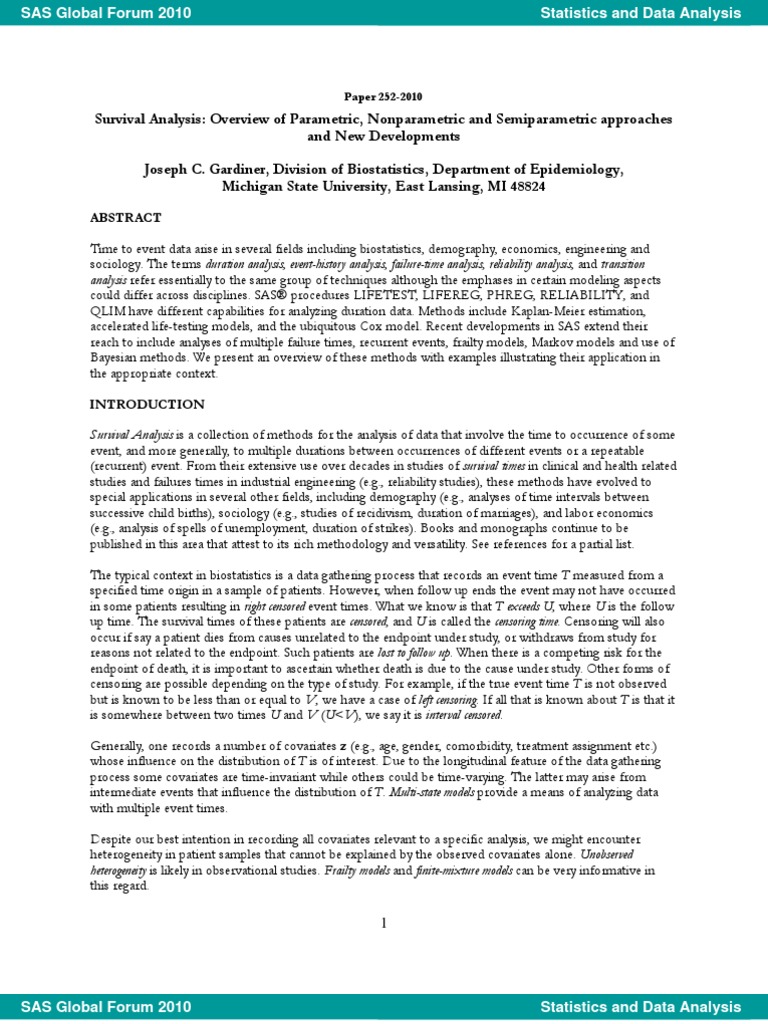 Survival Analysis Overview | PDF | Statistical Inference | Confidence ...