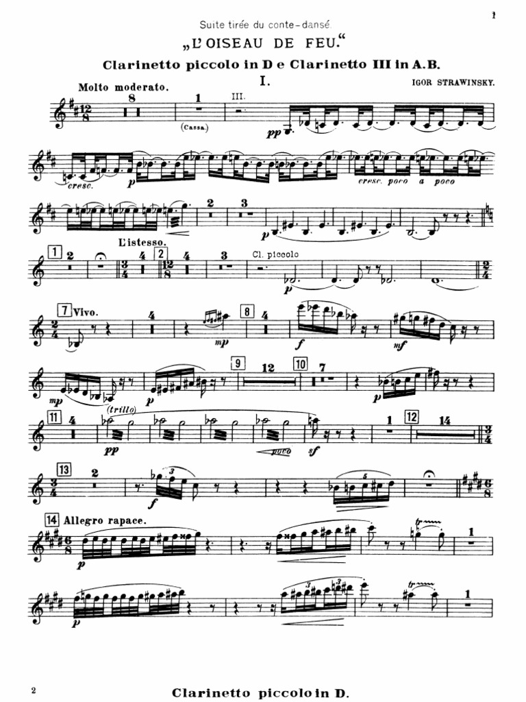 Stravinsky - Firebird Suite 1911 (Clarinet 3 - Piccolo Clarinet) | PDF