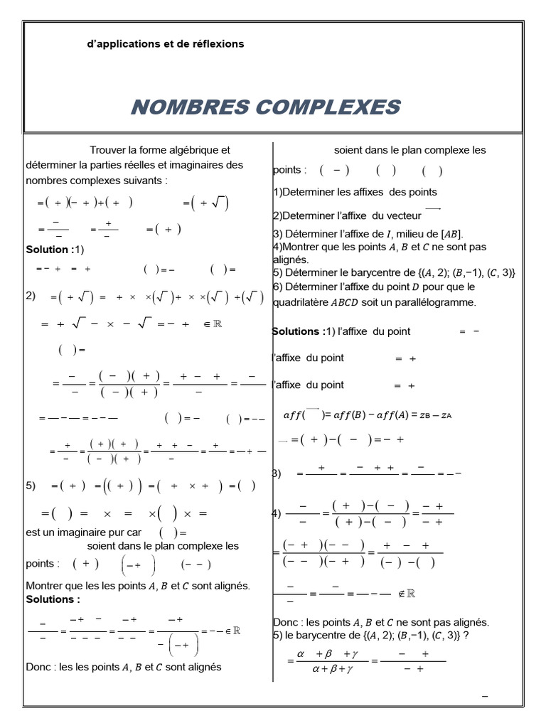 Exercices sur les Nombres Complexes | PDF | Nombre complexe | Cercle