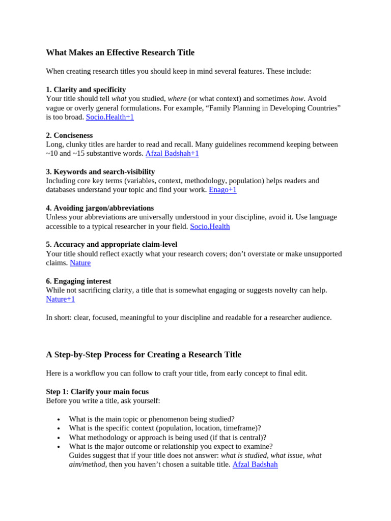 Crafting Effective Research Titles | PDF | Methodology | Human ...