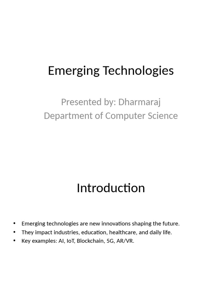 Emerging Technologies Shaping the Future | PDF