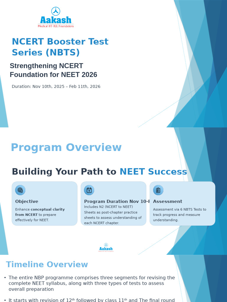 NBTS Test Series for NEET 2026 Preparation | PDF