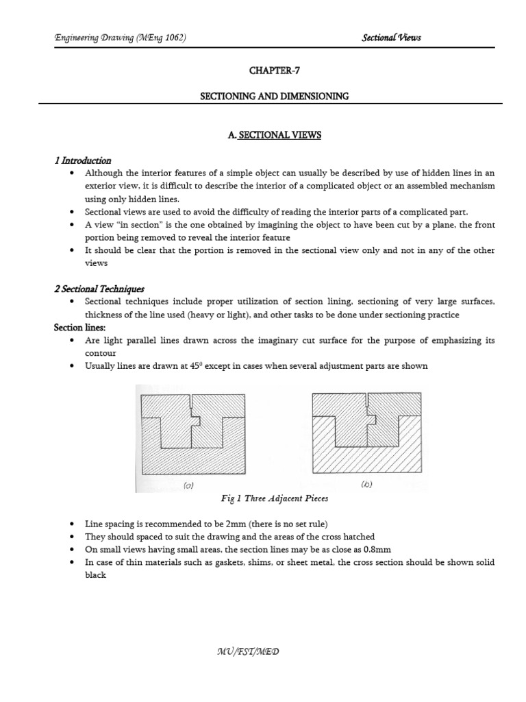 Sectional Views in Engineering Drawing | PDF | Dimension | Drawing