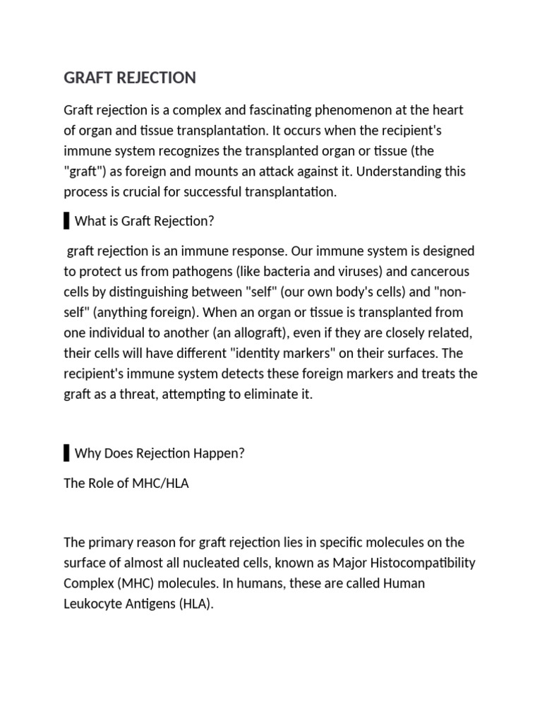 Understanding Graft Rejection | PDF | Transplant Rejection | Immune System