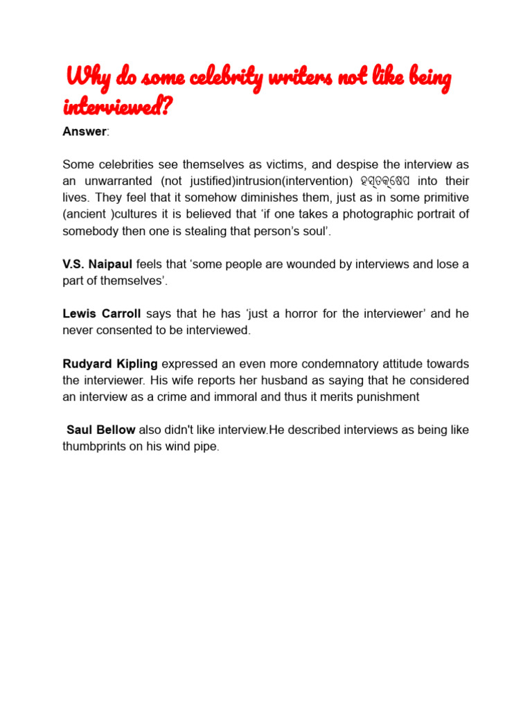 Naipaul's Views on Interviews | PDF