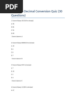 Binary and Decimal Conversion Questions | PDF