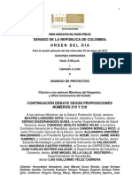 Plenaria Senado - Orden del día - 23 de mayo de 2012