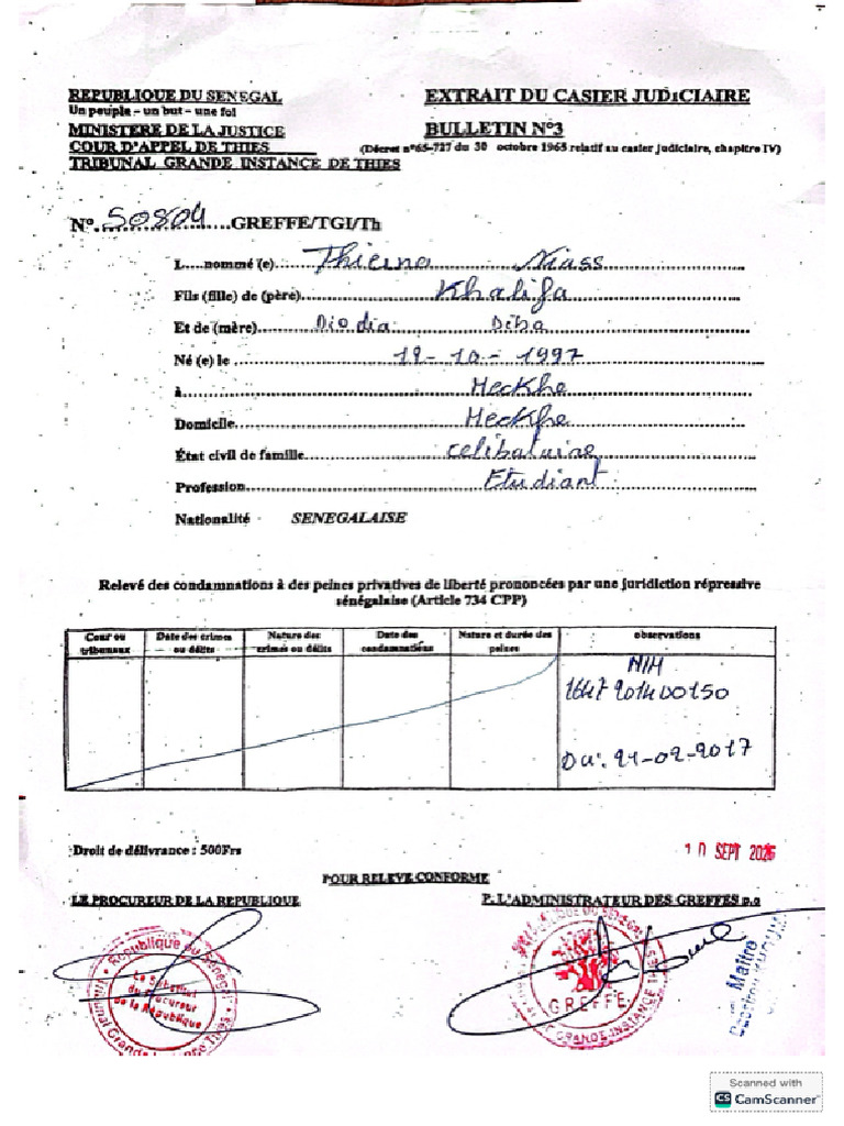 Casier Judiciaire de Thier - Fzfoh | PDF