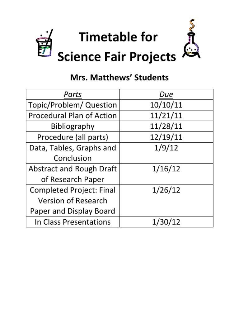 Science Fair Project Timetable | PDF