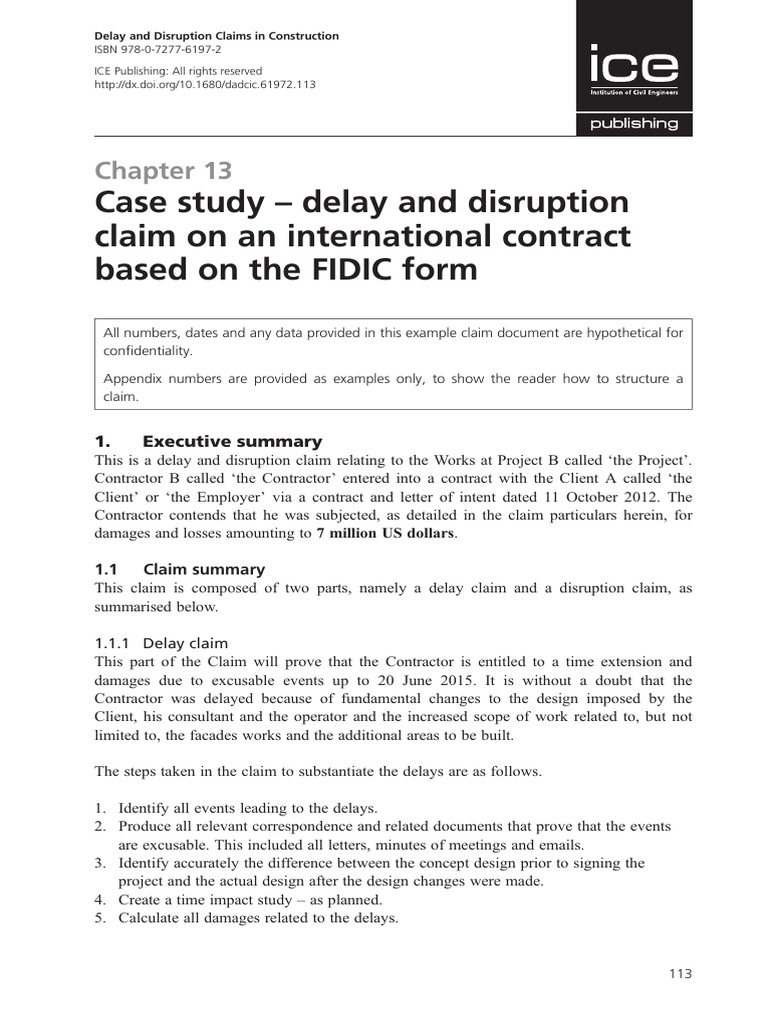 Delay and Disruption Claims in FIDIC Contracts | PDF | Employment