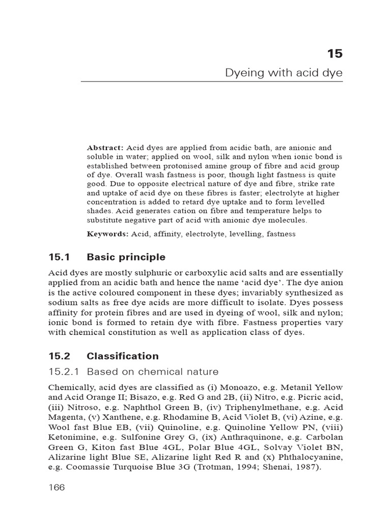 Acid Dyeing Techniques for Textiles | PDF | Dye | Salt (Chemistry)