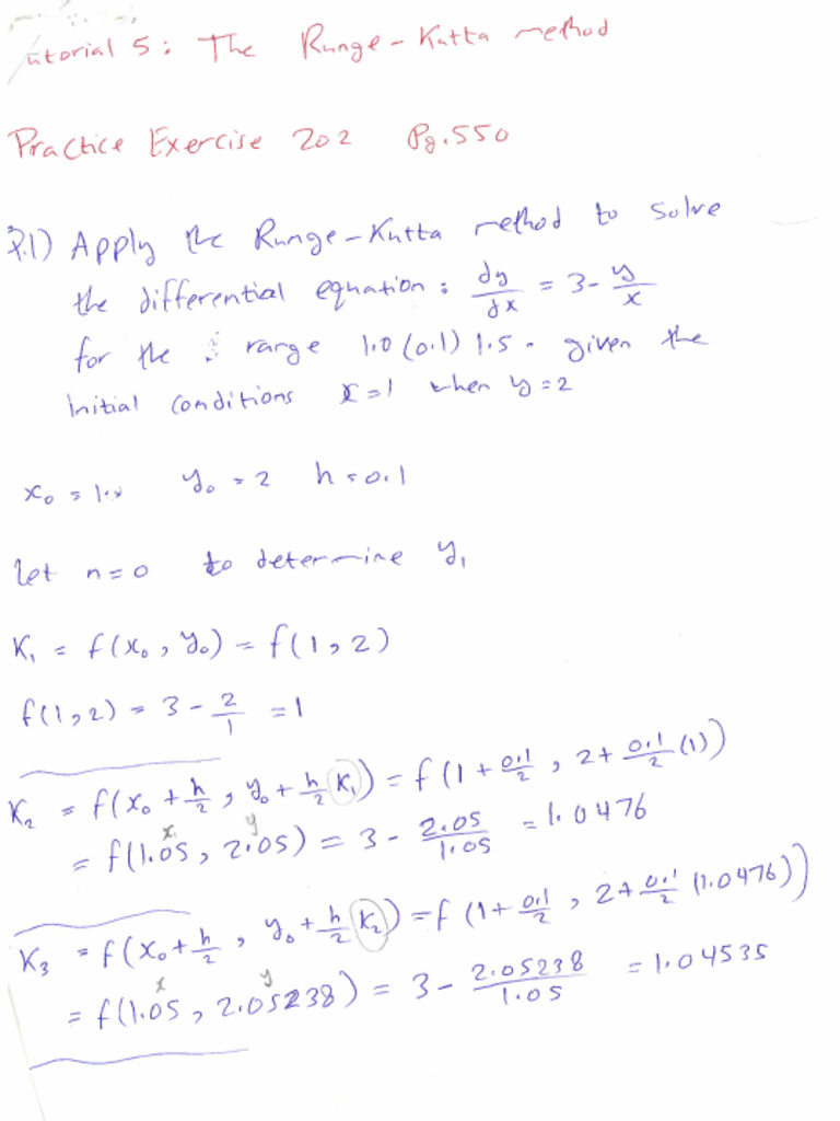 Tutorial 5 - The Runge Kutta Method | PDF