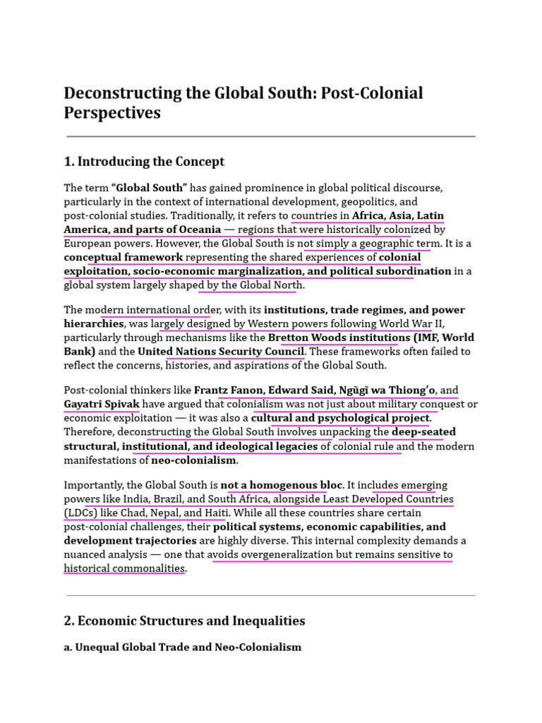 Deconstructing The Global South - Post-Colonial Perspectives | PDF ...