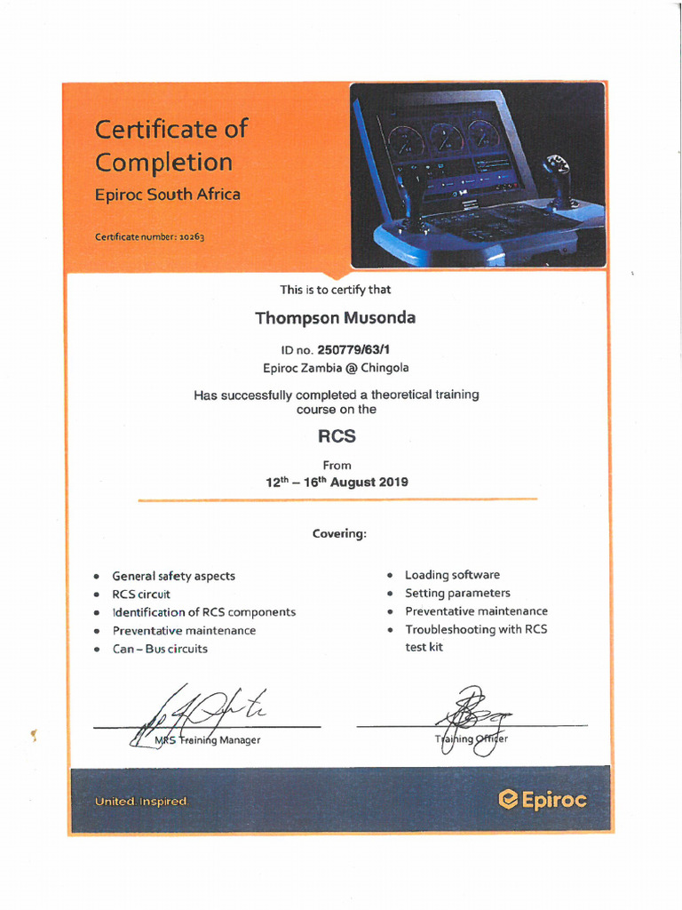 RCS Training Certificate | PDF