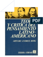 ROIG, Arturo A. Teoría y crítica del pensamiento latinoamericano